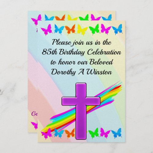 BEAUTIFUL CHRISTIAN 85TH BIRTHDAY INVITATION