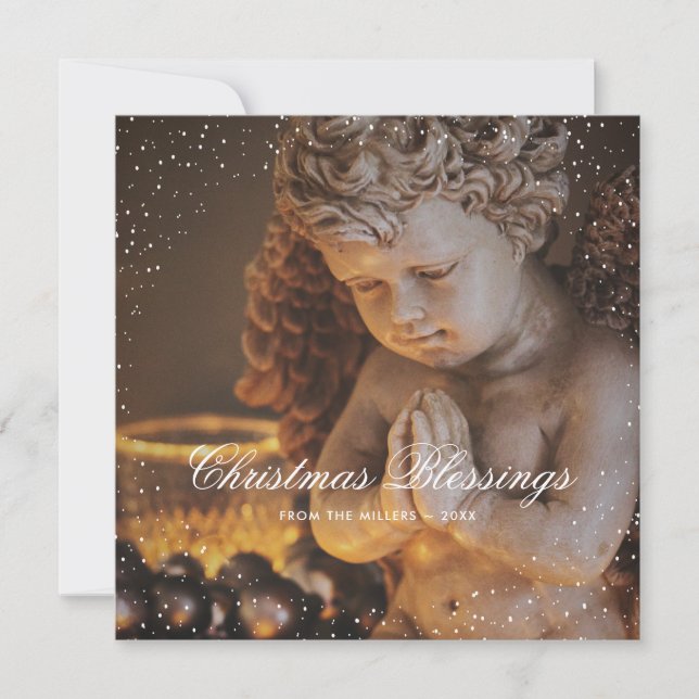 Beautiful Christian Angel Snow Christmas Card (Front)