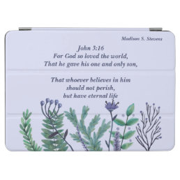 Beautiful Christian Bible Verse Purple Monogram iPad Air Cover