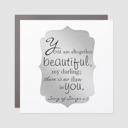 Beautiful Christian Bible Verse Silver and White Car Magnet