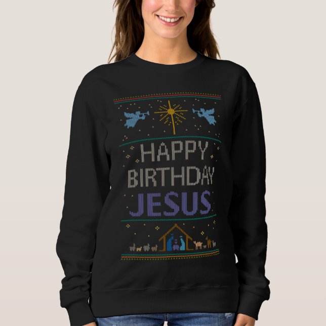 Beautiful Christian Christmas Sweater Religious (Front)