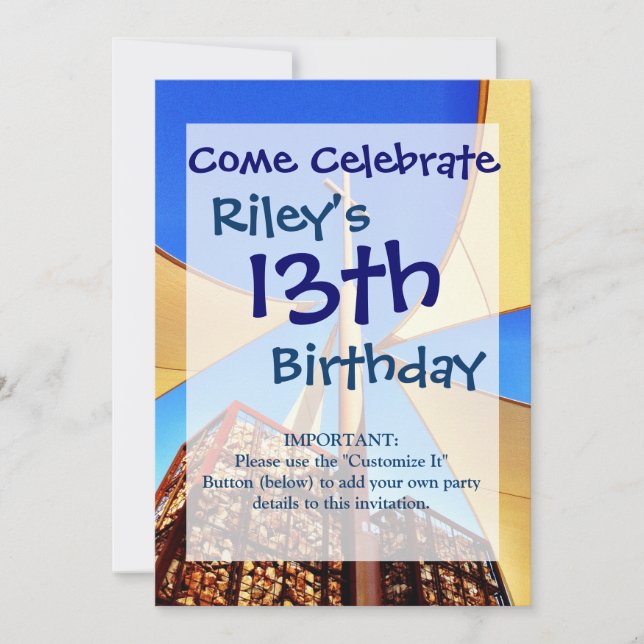 Beautiful Christian Church Cross Blue Sky Invitation (Front)