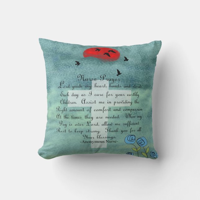 Beautiful Christian Nurse Prayer Pillow #13 (Front)