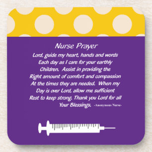 Beautiful Christian Nurse Prayer Purple Beverage Coaster