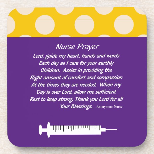 Beautiful Christian Nurse Prayer Purple  Beverage Coaster (Front)