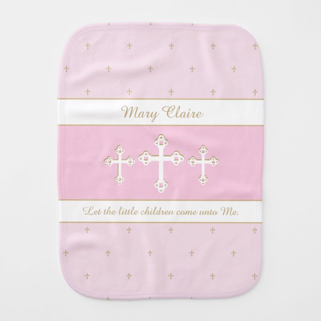 Beautiful, Christian personalized  Baby Burp Cloth (Front)