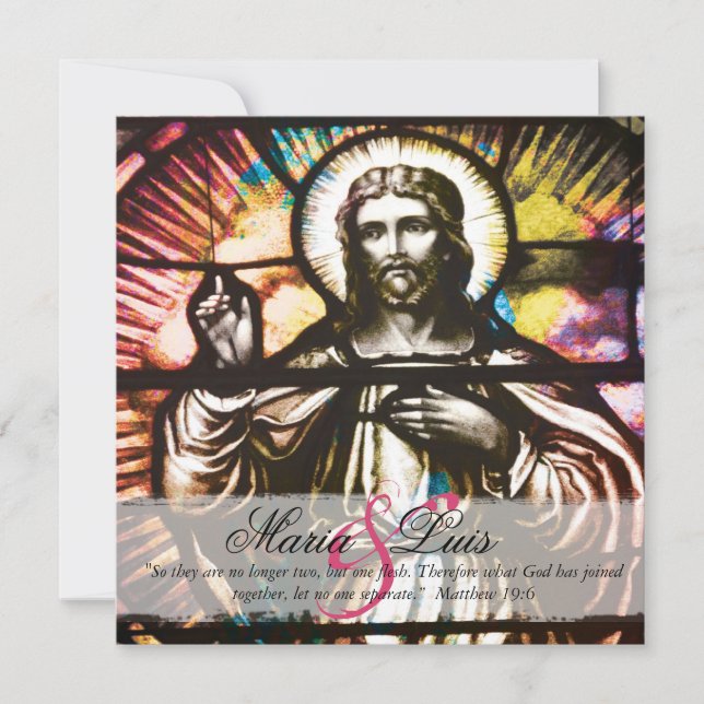 Beautiful Christian Stained Glass Wedding Invite (Front)
