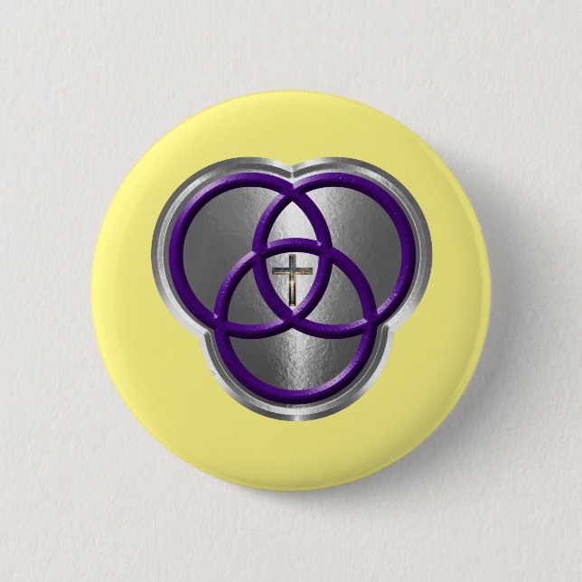 Beautiful Christian Trinity Rings with Cross Button (Front)
