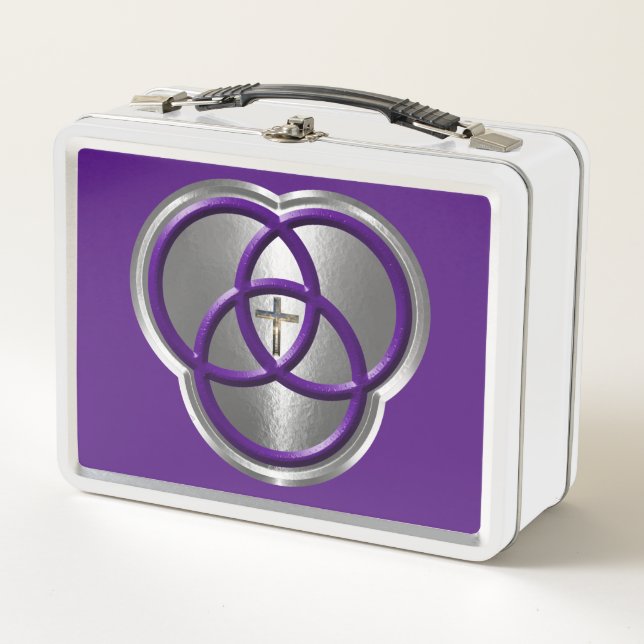 Beautiful Christian Trinity Rings with Cross Metal Lunch Box (Front)