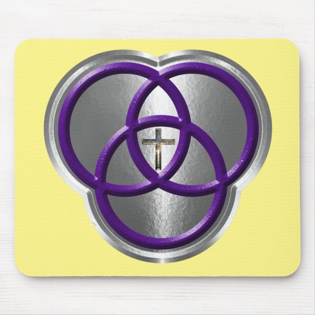 Beautiful Christian Trinity Rings with Cross Mouse Pad (Front)