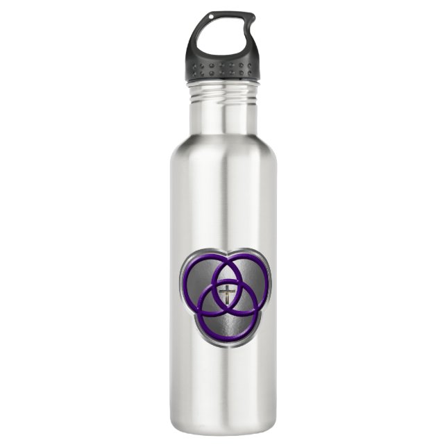 Beautiful Christian Trinity Rings with Cross Stainless Steel Water Bottle (Front)