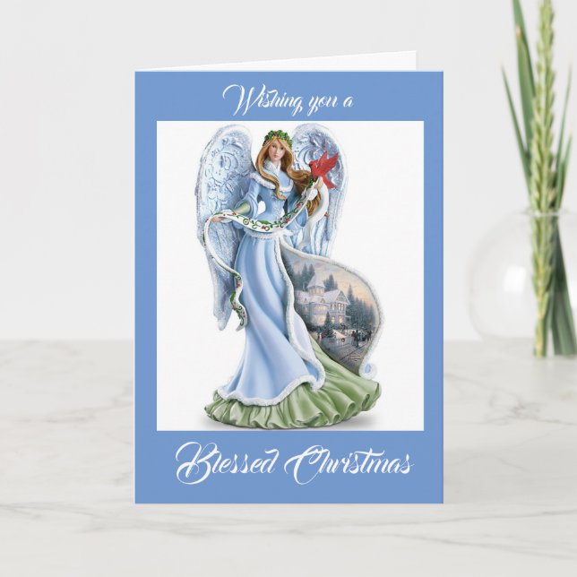 Beautiful Christmas Angel Folded Holiday Card (Front)