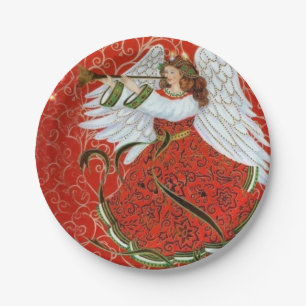 Beautiful Christmas Angel Holiday Party Paper Plates