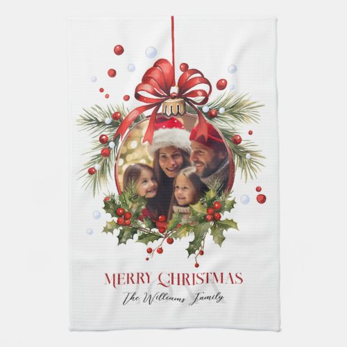 Beautiful Christmas Bauble Frame Family Holidays Kitchen Towel