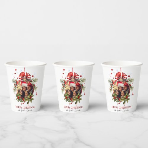 Beautiful Christmas Bauble Frame Family Holidays Paper Cups