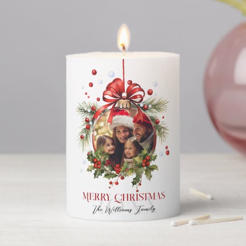 Beautiful Christmas Bauble Frame Family Holidays Pillar Candle