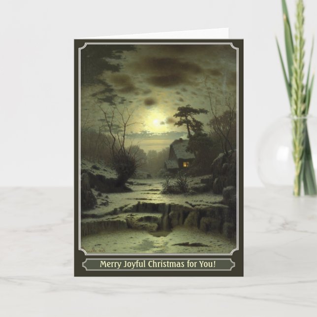 beautiful Christmas card with winter night artwork (Front)