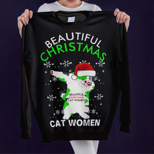 Beautiful Christmas Cat Women Personalized Holiday Sweatshirt