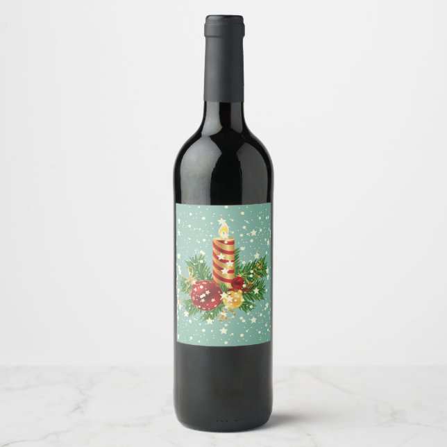 Beautiful Christmas Decor Wine Label (Front)