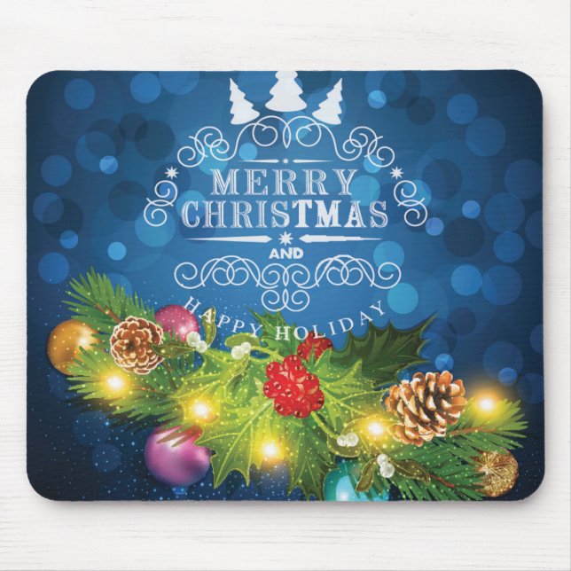 Beautiful Christmas Design with snow branches Mouse Pad (Front)
