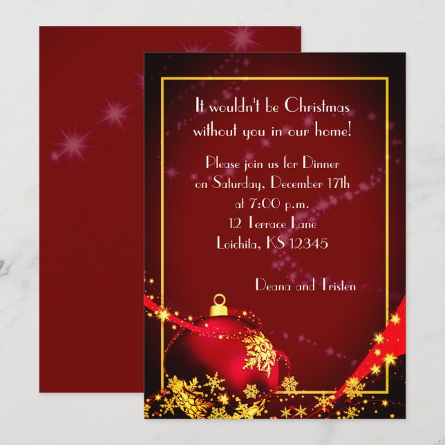 Beautiful Christmas Dinner Party Invitation (Front/Back)