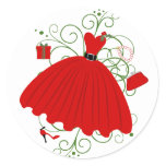 Beautiful, Christmas Dress Classic Round Sticker
