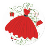 Beautiful, Christmas Dress Classic Round Sticker
