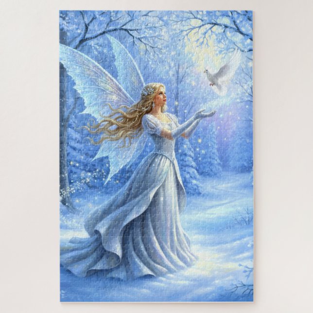 Beautiful Christmas Fairy with Dove Jigsaw Puzzle (Vertical)