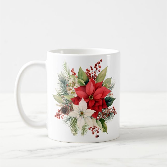 Beautiful Christmas floral bouquet Coffee Mug  (Left)
