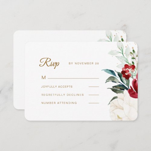 Beautiful Christmas Floral Wedding RSVP Card