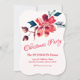 Beautiful Christmas Flower Pinecones Party Invitation