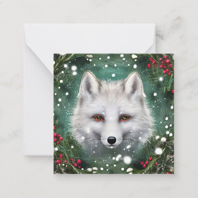 Beautiful Christmas Fox Note Card (Front)