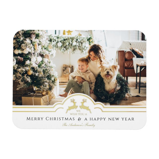 Beautiful Christmas Frame Personalized Photo Holid Magnet (Horizontal)