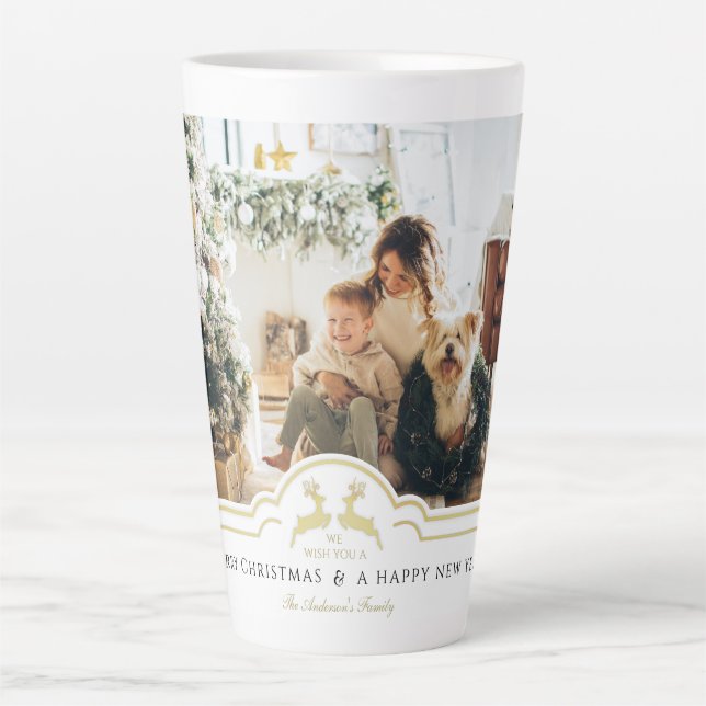 Beautiful Christmas Frame Personalized Photo Latte Mug (Front)