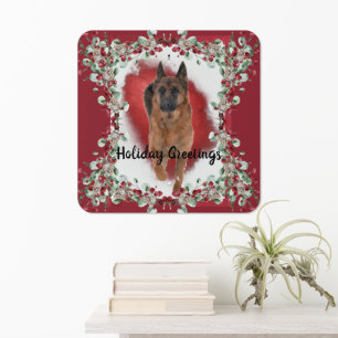 Beautiful Christmas German Shepherd Themed Metal Sign