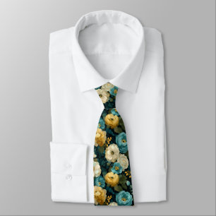 Beautiful Christmas Gift For Men Ranunculus Floral Neck Tie