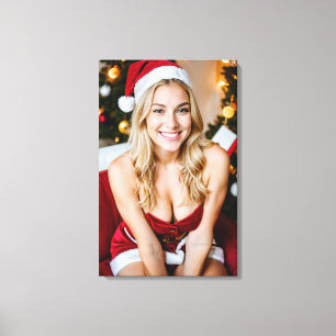 Beautiful Christmas Girl on Canvas