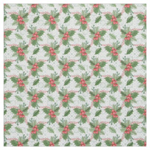 Beautiful Christmas Holly Fabric