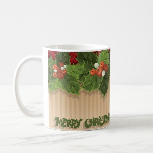 Beautiful Christmas Holly Typography Holiday Mug