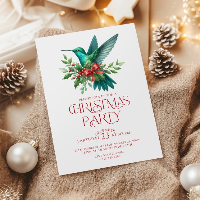 Beautiful Christmas Hummingbird Party Invite (Creator Uploaded)