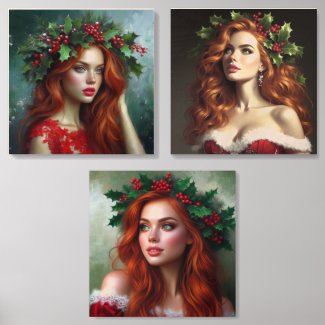 Beautiful Christmas Ladies with Red  Hair 