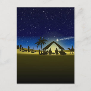 beautiful Christmas nativity image Holiday Postcard