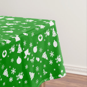 Beautiful Christmas Pattern on Green Tablecloth