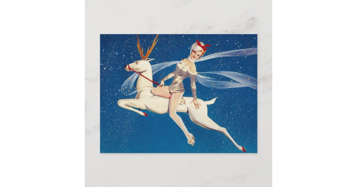 Beautiful Christmas Pin Up Girl Postcard Zazzle