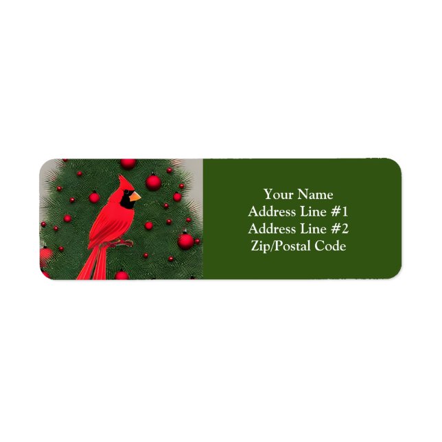 Beautiful Christmas Red Cardinal Label (Front)
