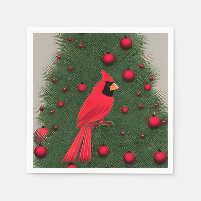 Beautiful Christmas Red Cardinal Napkins (Front)