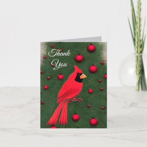 Beautiful Christmas Red Cardinal Thank You Card