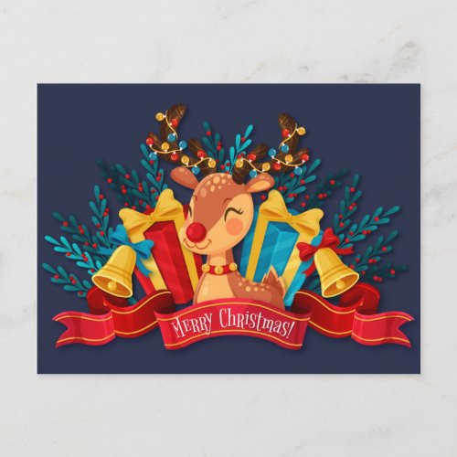 Beautiful Christmas Reindeer Postcard