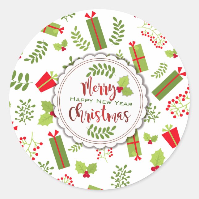Beautiful Christmas Script Gifts Classic Round Sticker (Front)