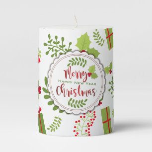 Beautiful Christmas Script Gifts Pillar Candle